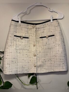 Classic Cream Tweed Mini Skirt
